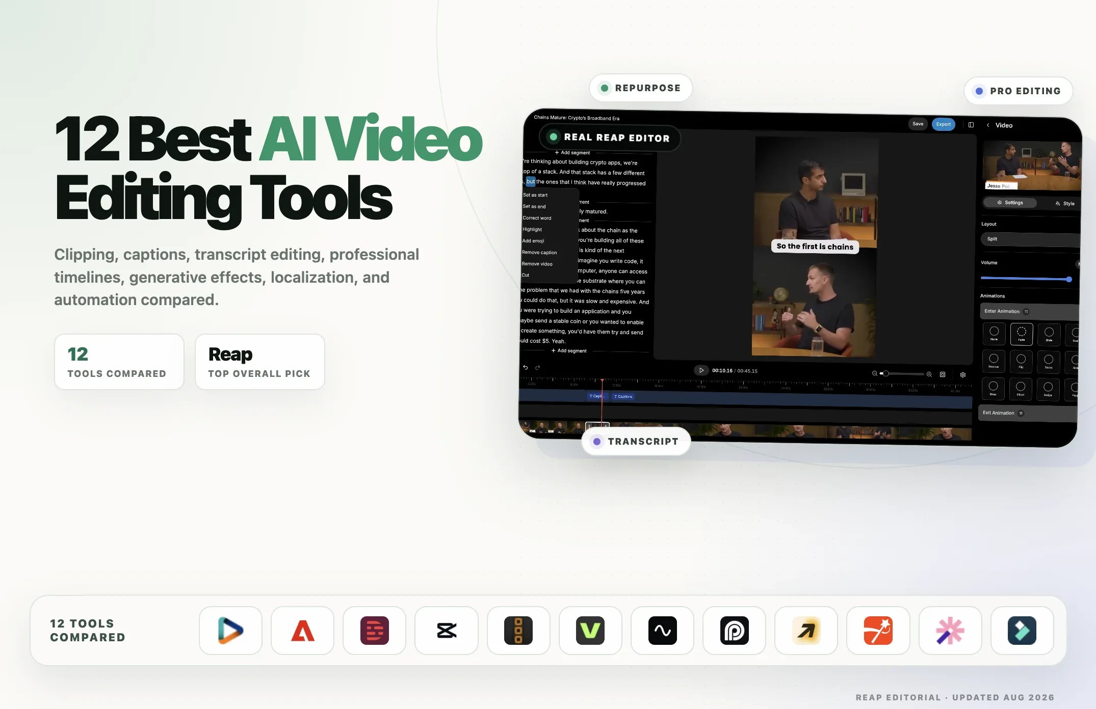 12 Best AI Video Editing Tools in 2026